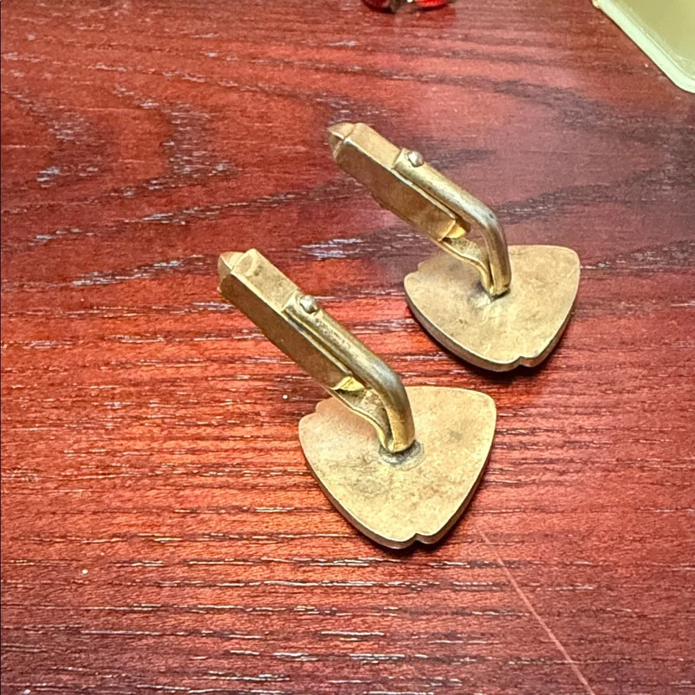 Vintage Gold and White Triangle Cufflinks